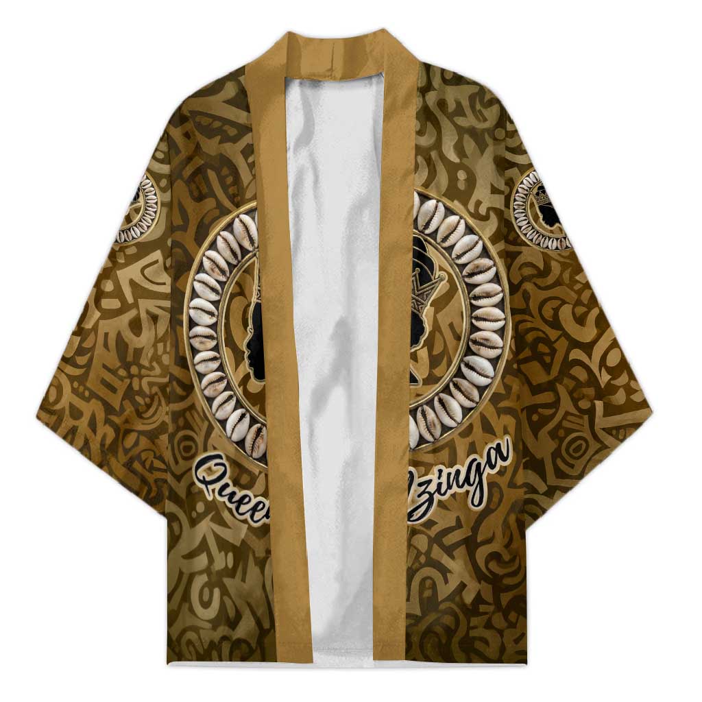 Queen Nzinga Kimono Cowrie Crown Silhouette Royal Power - Wonder Print Shop