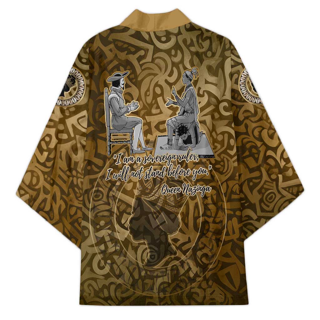 Queen Nzinga Kimono Cowrie Crown Silhouette Royal Power - Wonder Print Shop