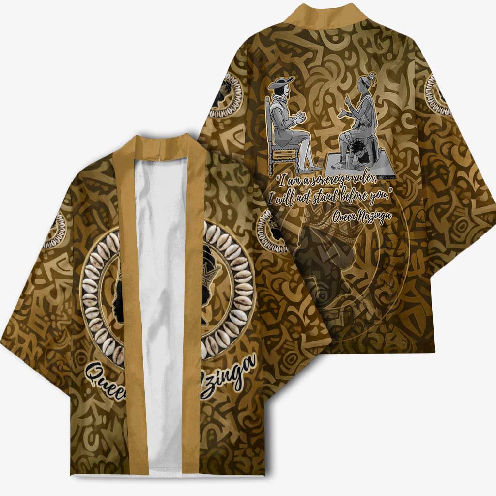 Queen Nzinga Kimono Cowrie Crown Silhouette Royal Power - Wonder Print Shop