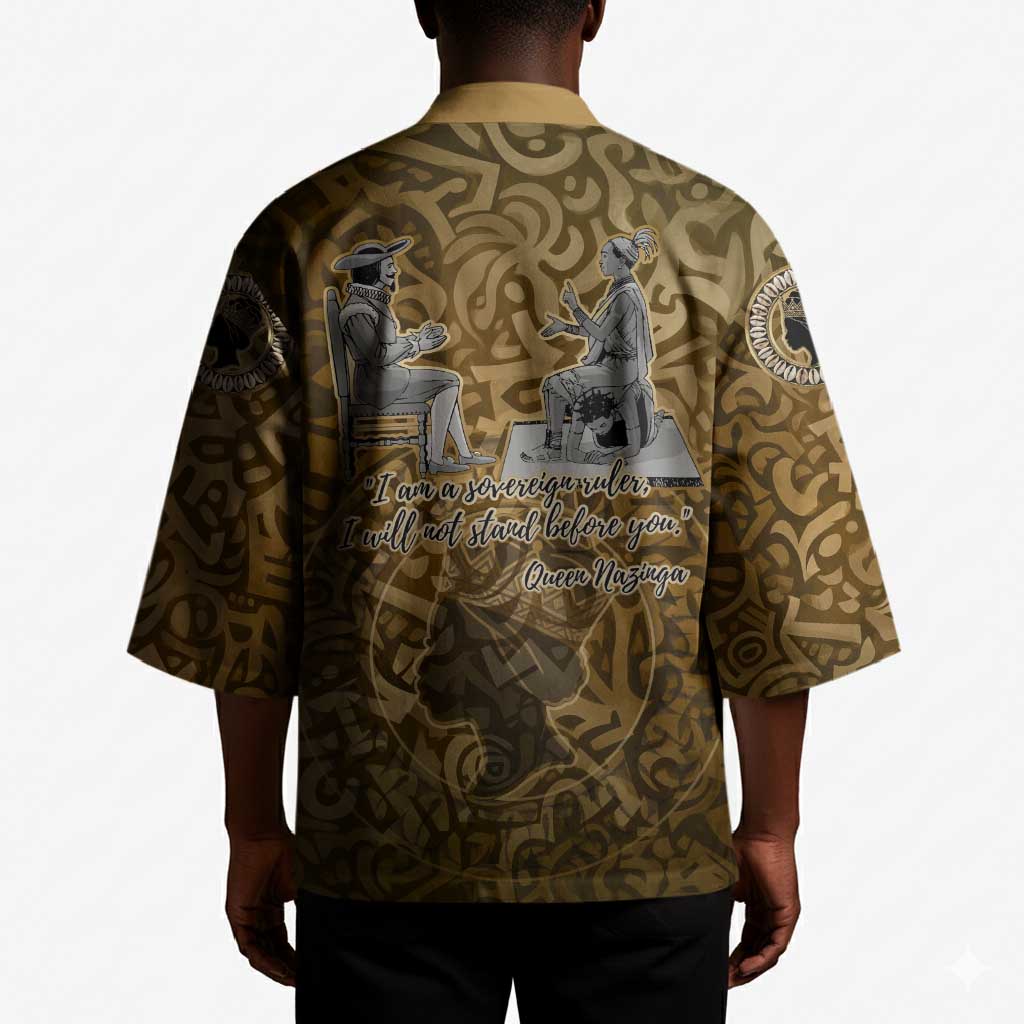 Queen Nzinga Kimono Cowrie Crown Silhouette Royal Power - Wonder Print Shop