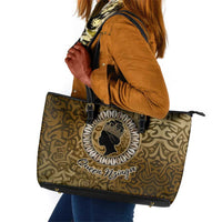 Queen Nzinga Leather Tote Bag Cowrie Crown Silhouette Royal Power - Wonder Print Shop
