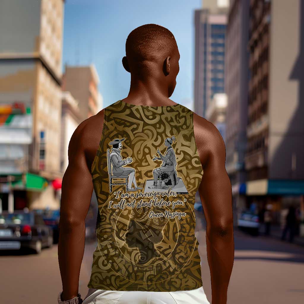 Queen Nzinga Men Tank Top Cowrie Crown Silhouette Royal Power - Wonder Print Shop