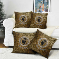 Queen Nzinga Pillow Cover Cowrie Crown Silhouette Royal Power - Wonder Print Shop