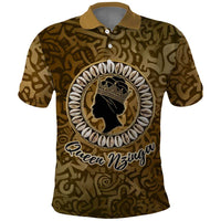 Queen Nzinga Polo Shirt Cowrie Crown Silhouette Royal Power - Wonder Print Shop