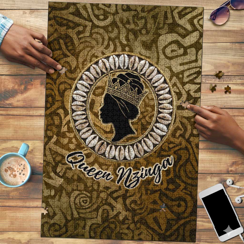 Queen Nzinga Puzzle Cowrie Crown Silhouette Royal Power - Wonder Print Shop