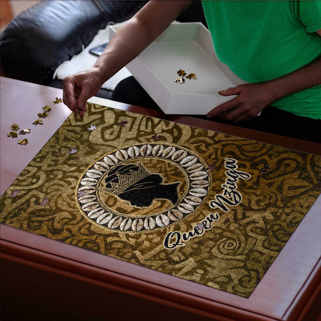 Queen Nzinga Puzzle Cowrie Crown Silhouette Royal Power - Wonder Print Shop