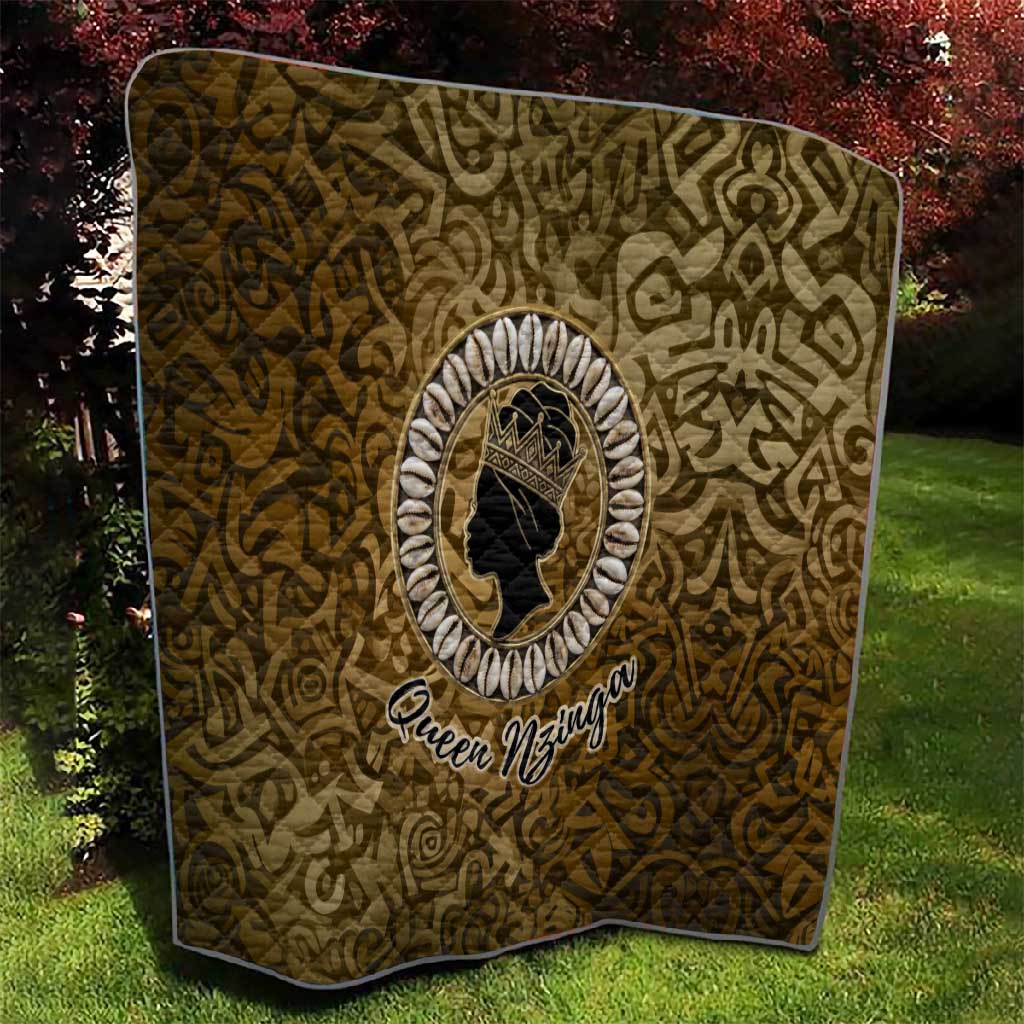Queen Nzinga Quilt Cowrie Crown Silhouette Royal Power - Wonder Print Shop