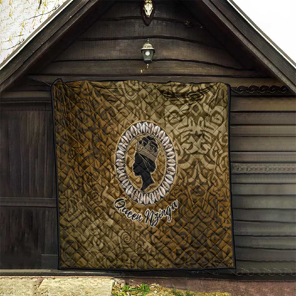Queen Nzinga Quilt Cowrie Crown Silhouette Royal Power - Wonder Print Shop