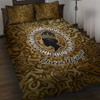 Queen Nzinga Quilt Bed Set Cowrie Crown Silhouette Royal Power - Wonder Print Shop