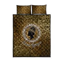 Queen Nzinga Quilt Bed Set Cowrie Crown Silhouette Royal Power - Wonder Print Shop