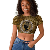 Queen Nzinga Raglan Cropped T shirt Cowrie Crown Silhouette Royal Power - Wonder Print Shop