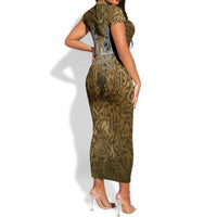 Queen Nzinga Short Sleeve Bodycon Dress Cowrie Crown Silhouette Royal Power - Wonder Print Shop