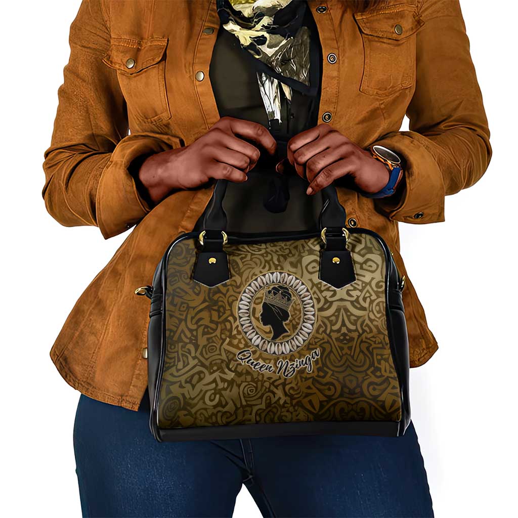 Queen Nzinga Shoulder Handbag Cowrie Crown Silhouette Royal Power - Wonder Print Shop
