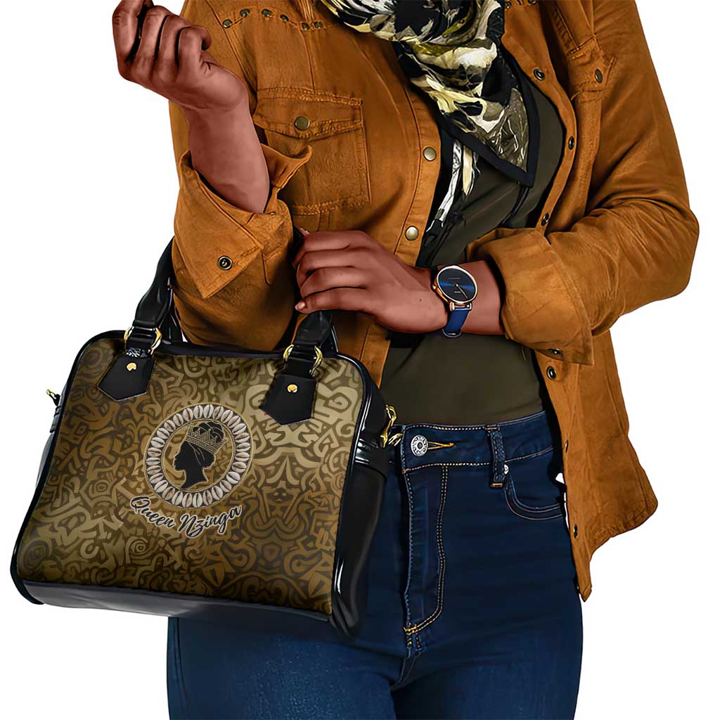 Queen Nzinga Shoulder Handbag Cowrie Crown Silhouette Royal Power - Wonder Print Shop