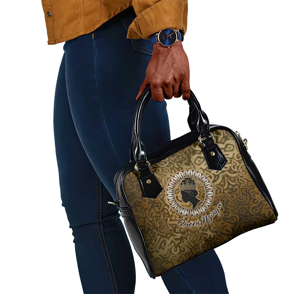 Queen Nzinga Shoulder Handbag Cowrie Crown Silhouette Royal Power - Wonder Print Shop