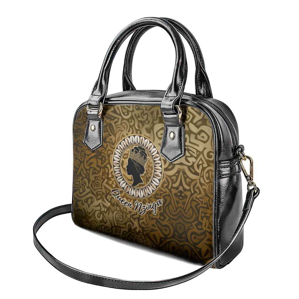 Queen Nzinga Shoulder Handbag Cowrie Crown Silhouette Royal Power - Wonder Print Shop