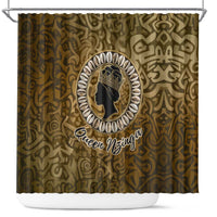 Queen Nzinga Shower Curtain Cowrie Crown Silhouette Royal Power - Wonder Print Shop