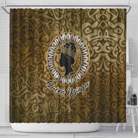 Queen Nzinga Shower Curtain Cowrie Crown Silhouette Royal Power - Wonder Print Shop