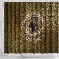 Queen Nzinga Shower Curtain Cowrie Crown Silhouette Royal Power - Wonder Print Shop
