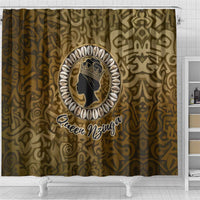 Queen Nzinga Shower Curtain Cowrie Crown Silhouette Royal Power - Wonder Print Shop