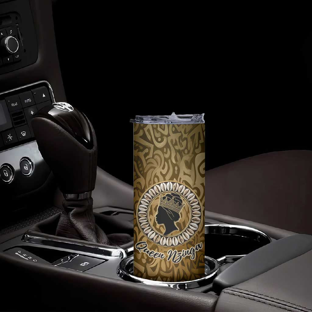 Queen Nzinga Skinny Tumbler Cowrie Crown Silhouette Royal Power - Wonder Print Shop