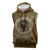 Queen Nzinga Sleeveless Hoodie Cowrie Crown Silhouette Royal Power - Wonder Print Shop