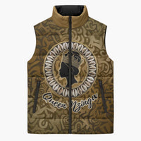 Queen Nzinga Sleeveless Puffer Jacket Cowrie Crown Silhouette Royal Power - Wonder Print Shop