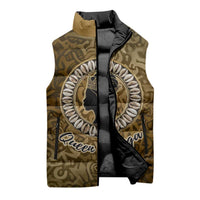 Queen Nzinga Sleeveless Puffer Jacket Cowrie Crown Silhouette Royal Power - Wonder Print Shop