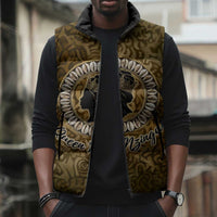 Queen Nzinga Sleeveless Puffer Jacket Cowrie Crown Silhouette Royal Power - Wonder Print Shop