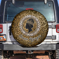 Queen Nzinga Spare Tire Cover Cowrie Crown Silhouette Royal Power - Wonder Print Shop