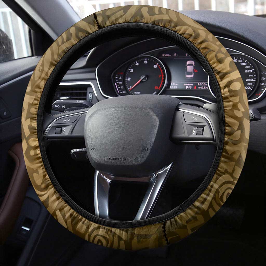 Queen Nzinga Steering Wheel Cover Cowrie Crown Silhouette Royal Power - Wonder Print Shop