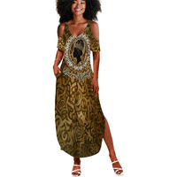 Queen Nzinga Summer Maxi Dress Cowrie Crown Silhouette Royal Power - Wonder Print Shop