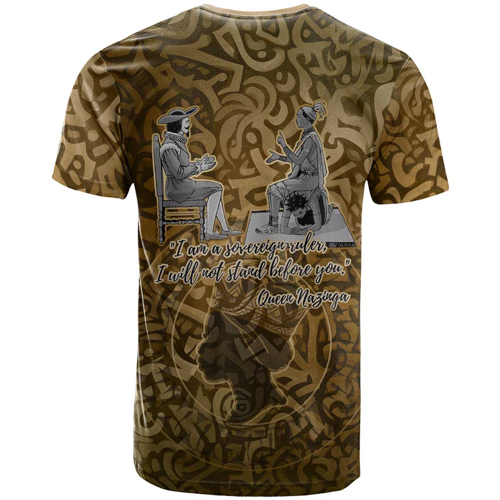 Queen Nzinga T shirt Cowrie Crown Silhouette Royal Power - Wonder Print Shop