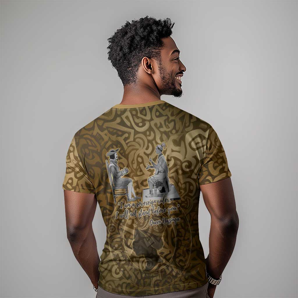 Queen Nzinga T shirt Cowrie Crown Silhouette Royal Power - Wonder Print Shop