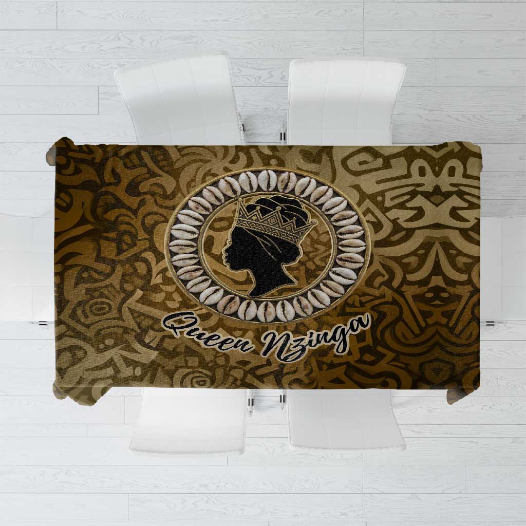 Queen Nzinga Tablecloth Cowrie Crown Silhouette Royal Power - Wonder Print Shop