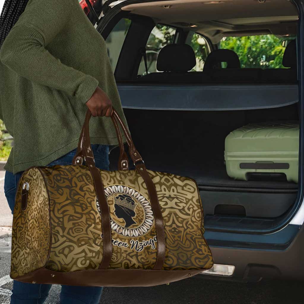 Queen Nzinga Travel Bag Cowrie Crown Silhouette Royal Power - Wonder Print Shop