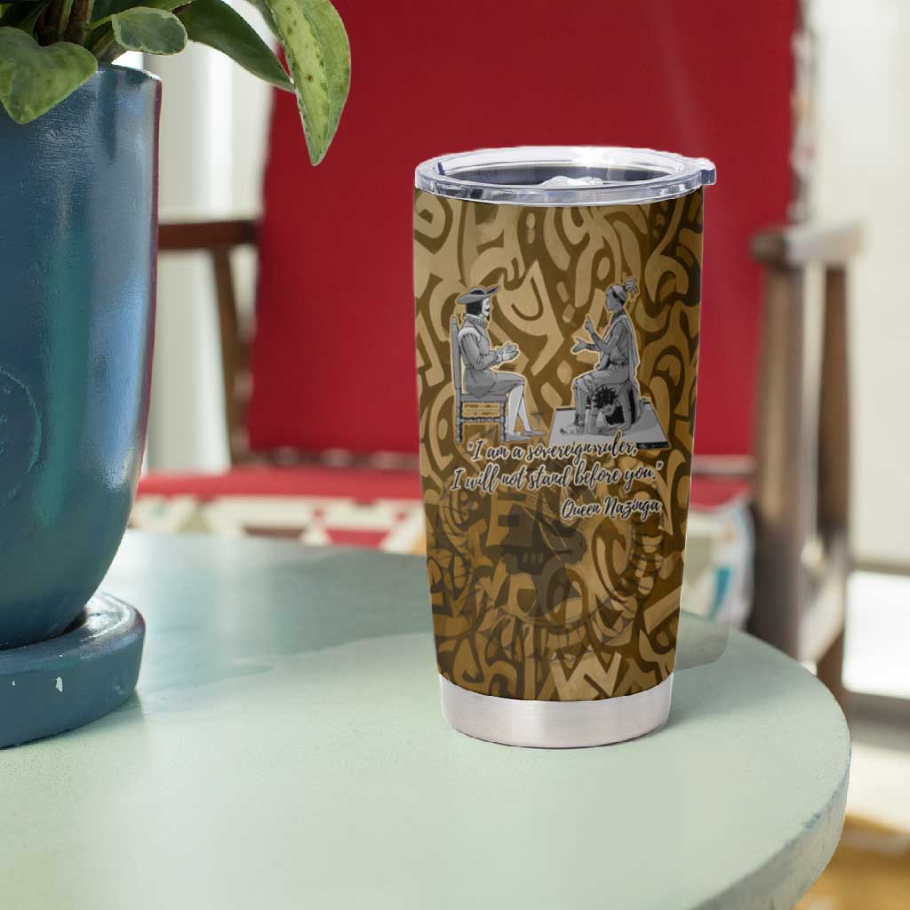 Queen Nzinga Tumbler Cup Cowrie Crown Silhouette Royal Power - Wonder Print Shop