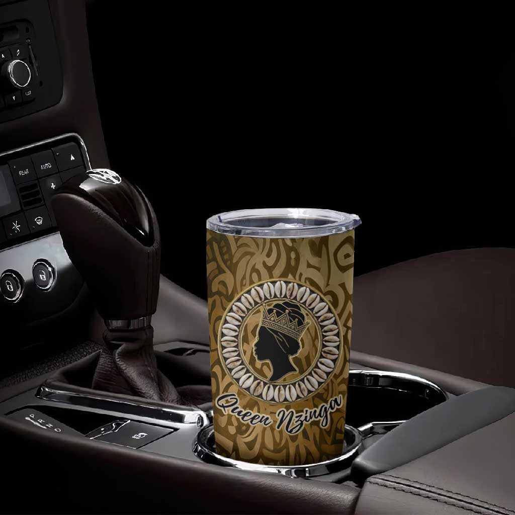 Queen Nzinga Tumbler Cup Cowrie Crown Silhouette Royal Power - Wonder Print Shop