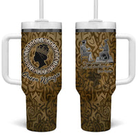 Queen Nzinga Tumbler With Handle Cowrie Crown Silhouette Royal Power - Wonder Print Shop
