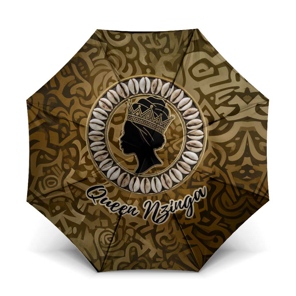 Queen Nzinga Umbrella Cowrie Crown Silhouette Royal Power - Wonder Print Shop