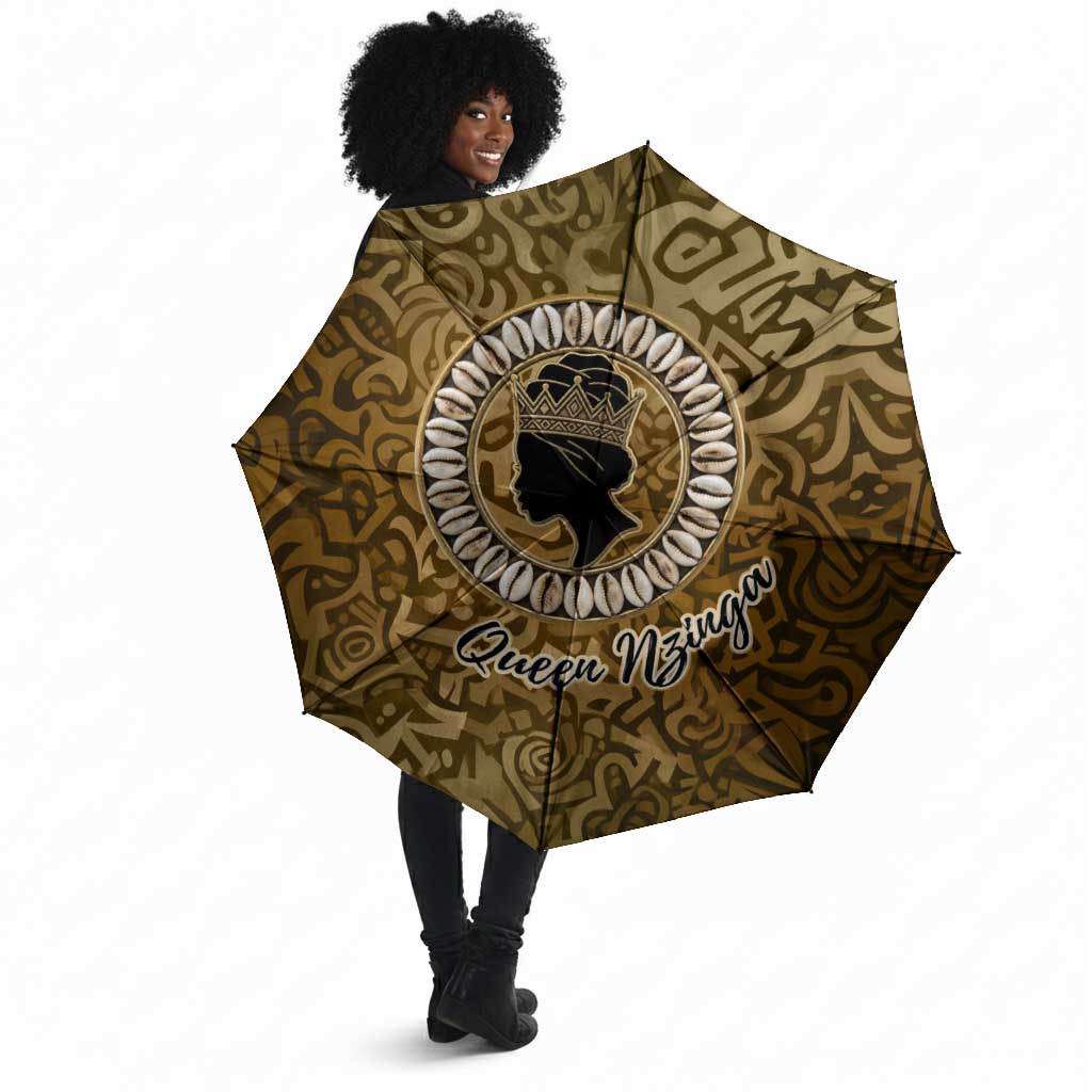 Queen Nzinga Umbrella Cowrie Crown Silhouette Royal Power - Wonder Print Shop