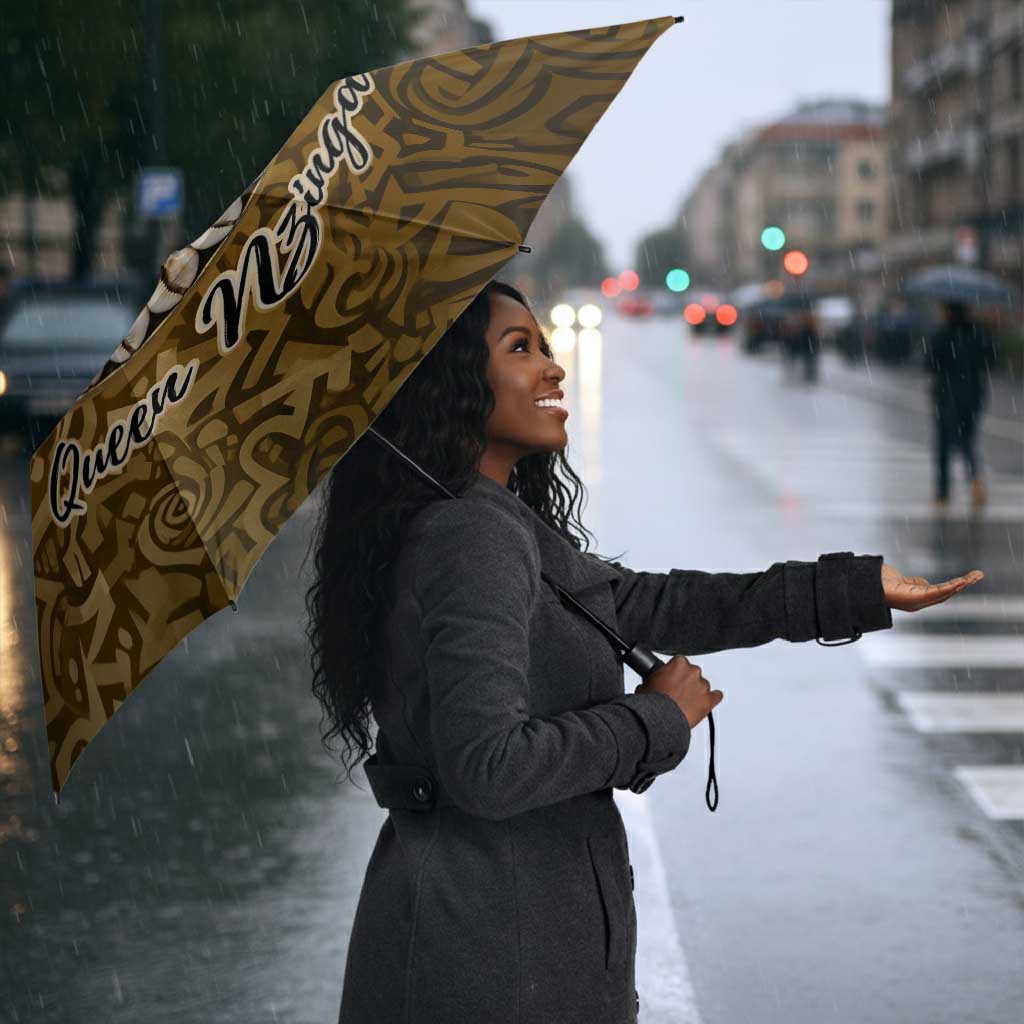 Queen Nzinga Umbrella Cowrie Crown Silhouette Royal Power - Wonder Print Shop