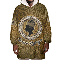 Queen Nzinga Wearable Blanket Hoodie Cowrie Crown Silhouette Royal Power - Wonder Print Shop