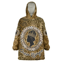 Queen Nzinga Wearable Blanket Hoodie Cowrie Crown Silhouette Royal Power - Wonder Print Shop