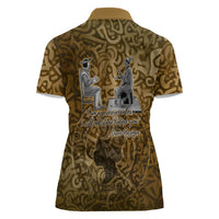 Queen Nzinga Women Polo Shirt Cowrie Crown Silhouette Royal Power - Wonder Print Shop