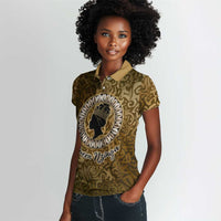 Queen Nzinga Women Polo Shirt Cowrie Crown Silhouette Royal Power - Wonder Print Shop
