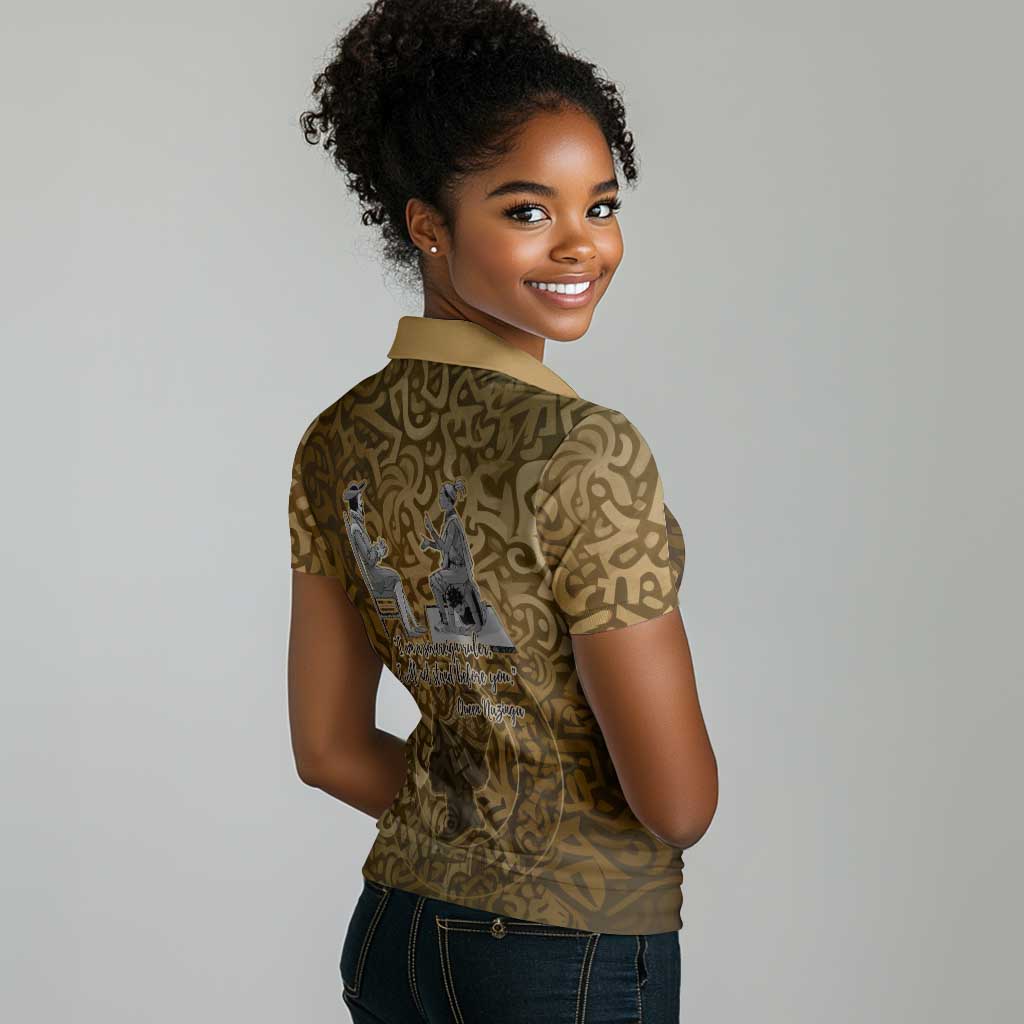Queen Nzinga Women Polo Shirt Cowrie Crown Silhouette Royal Power - Wonder Print Shop