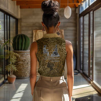 Queen Nzinga Women Sleeveless Polo Shirt Cowrie Crown Silhouette Royal Power - Wonder Print Shop