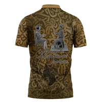 Queen Nzinga Zipper Polo Shirt Cowrie Crown Silhouette Royal Power - Wonder Print Shop