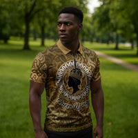 Queen Nzinga Zipper Polo Shirt Cowrie Crown Silhouette Royal Power - Wonder Print Shop
